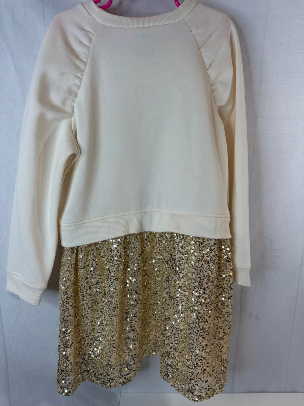 The Children’s Place Girls Cream & Gold Sequin Dress Size 7/8 – NWOT